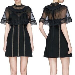 Self-Portrait Black Lace & Mesh Mini Dress